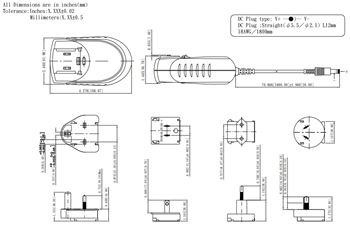 Mechanical Drawing - Cincon TR15/30RA & TR15/30RAM Switching Adapters
